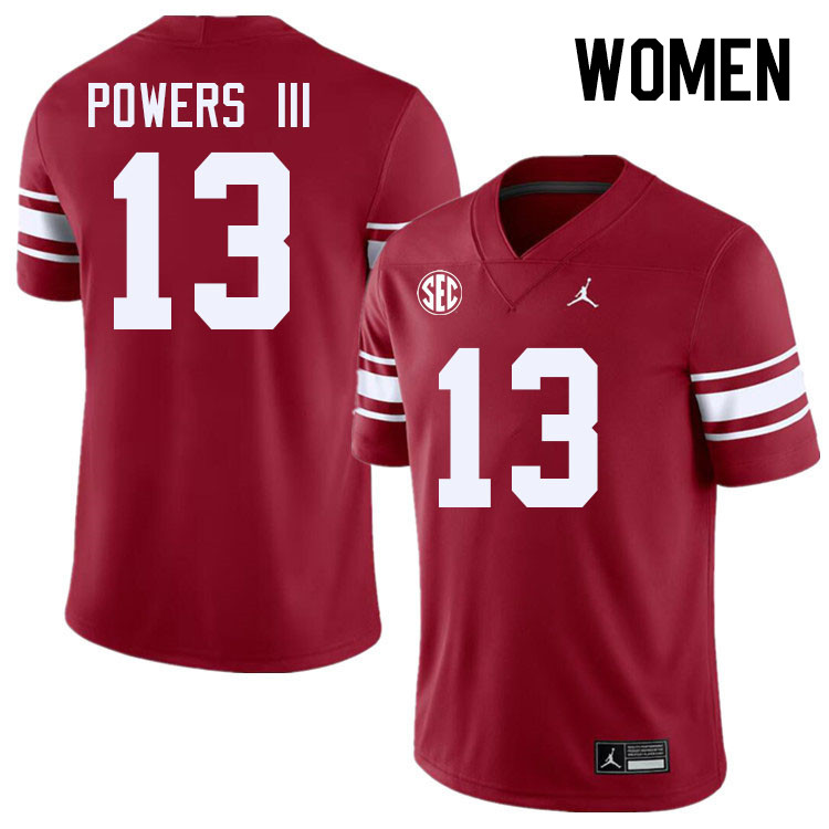 Women #13 Reggie Powers III Oklahoma Sooners 2024 SEC Conference College Football Jerseys-Throwback